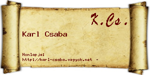 Karl Csaba névjegykártya